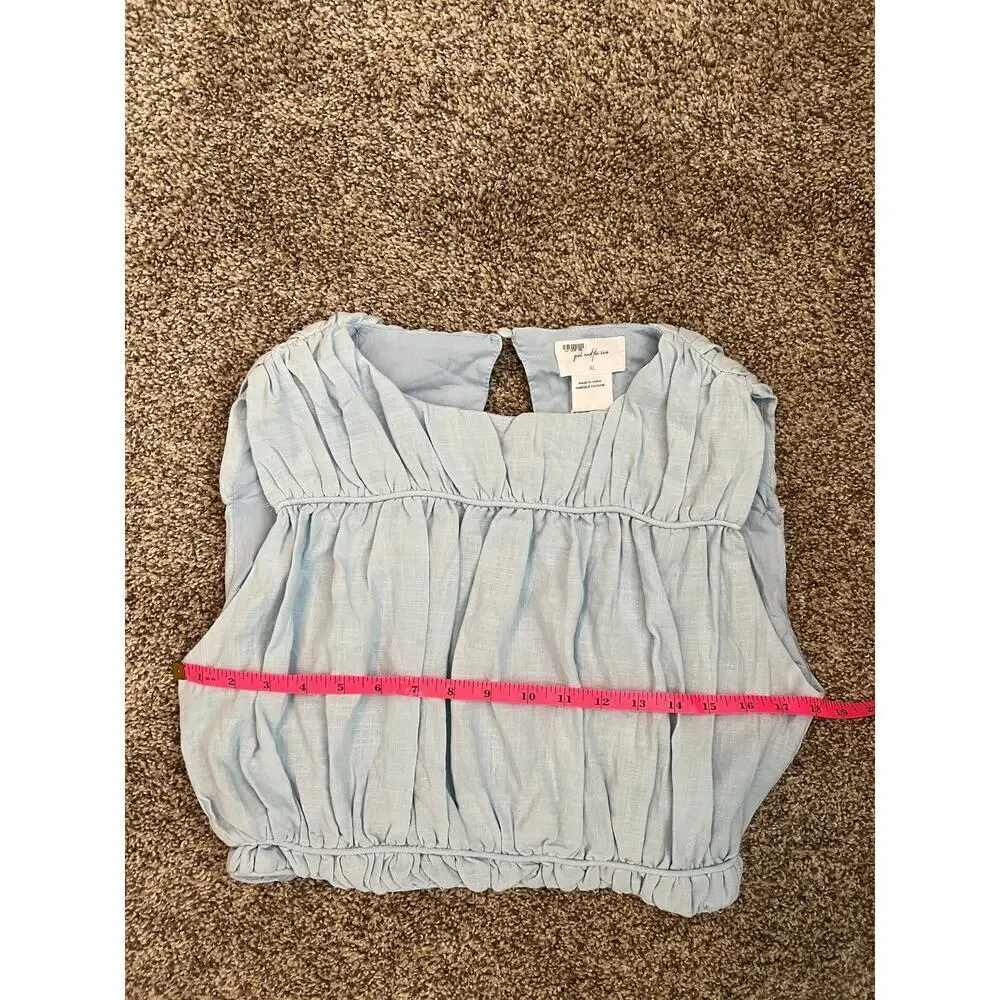 NWT Free People Girl and the Sun Sky Blue Cropped Sleeveless Top
